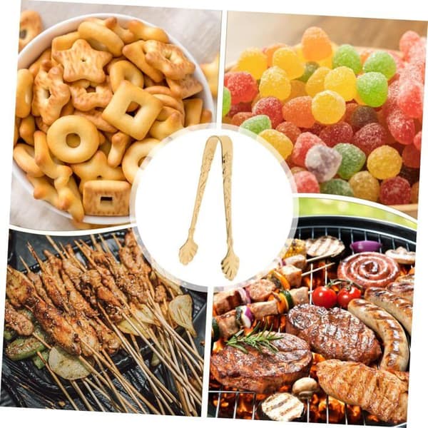 Madtang - 2 Stykker - Rustfrit Stål - Rosaguld Mønster - Buffetbar - 9 cm