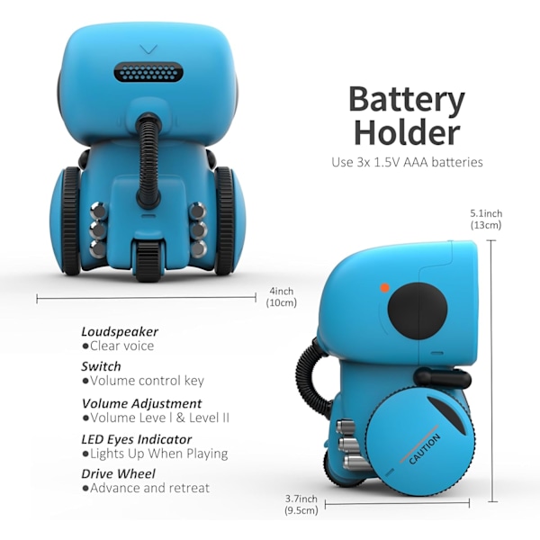 Interaktive Smarte Robot Legetøj, Børn Piger & Drenge Robot Legetøj 3 År Gamle Op, Stemmestyring & Berøringsfølelse, Dans Blue Spanish