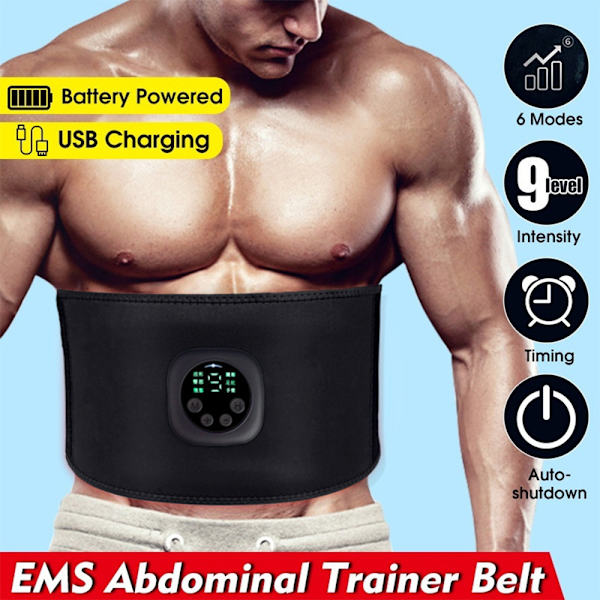 Ems Elektrisk Magebelte for Kroppsslanking, Smart Magemuskel Stimulator, Abs Trener, Fitness