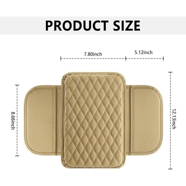Opgraderet Midterkonsol Cover til Bil, Mikrofiber Læder Armlæns Cover med 2 Opbevaringslommer, Universal Bil Armlæns Opbevaringsboks Bil Interiør A Beige