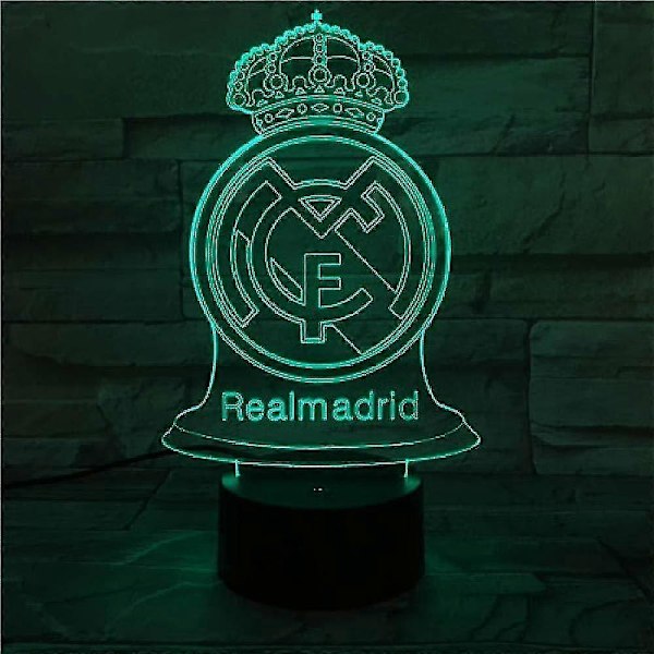 Wekity 3D LED Nattlampa Illusionlampa 16 Färgförändrande Dekorationslampa Perfekta Presenter För Barn (val) (Real Madrid)