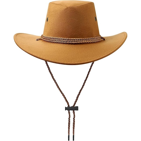 Cowboyhatt Western Solhatt Faux Filt Läder Mocka Maskerad Fest Kostym Outfit Resa Utomhus Solskydd För Herrar Dam Beef yellow