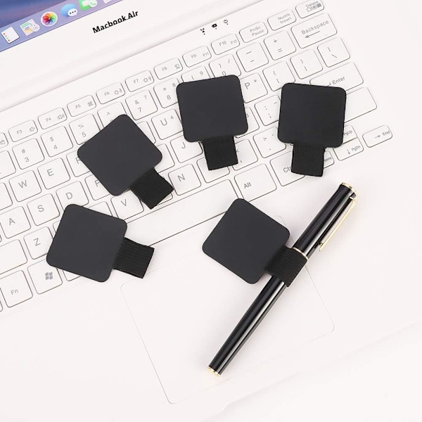 5-pak Notesbog Penholder Selvklæbende Penholder Sort Penring Pen Loop Elastisk Penholder Notesbog