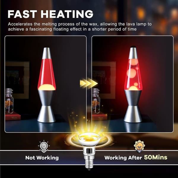 R39 E14 Pære - Pakke med 2 - Reflekterende Glass - Rask Oppvarming 30W - For Lavalamper og Dekorative Lamper