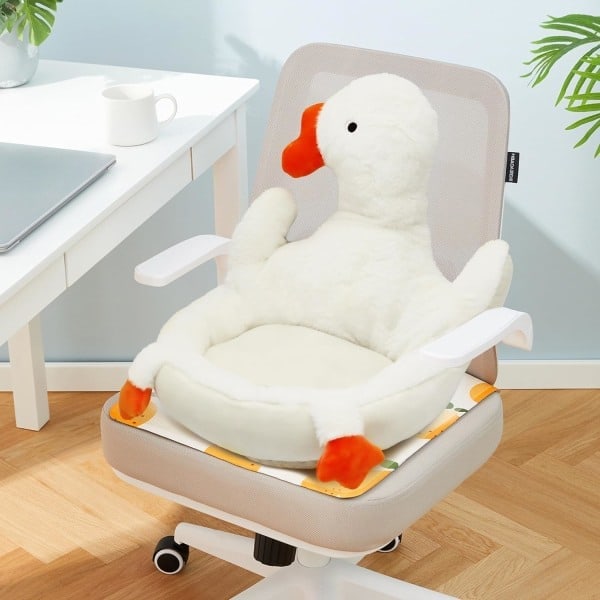 Stor Hvit Gås Plysjleke Enorm Andedukke Stor Utstoppet Dyr Myke Plysjputer Pute for Barn Jenter Baby (50cm) Hvit 45cm 45cm