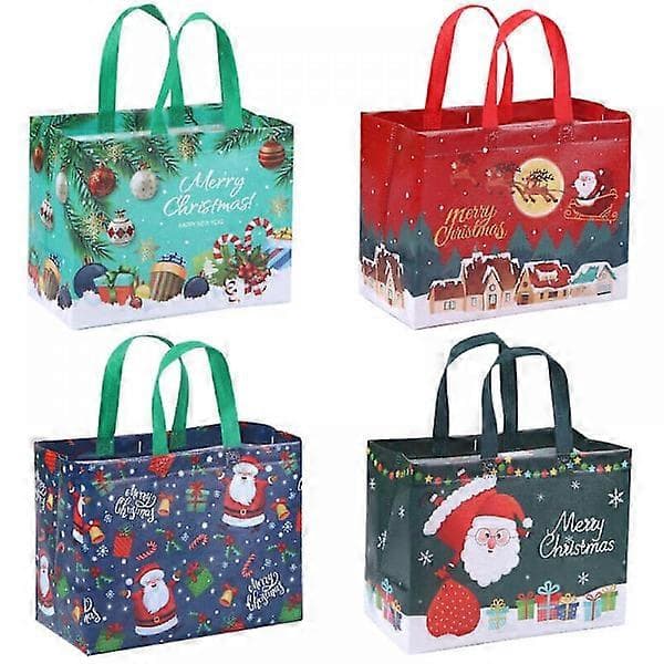 4-12 stora julklappspåsar med handtag julkassar bulk återanvändbara