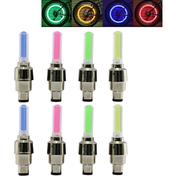8 stk LED Sykkelhjul Lys, Verdihette Lys Vanntett Sykkelhjul Neonlampe Støtsikker Dekklys for Bil, Sykkel, Motorsykkel, Med Batteri