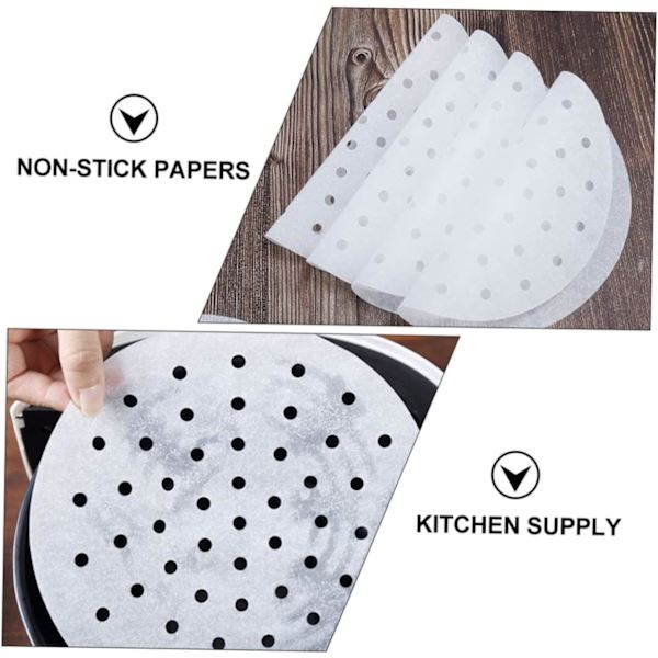 200 stk. Airfryer Papir Airfryer Bagepapir Airfryer Tilbehør Runde Dim Sum Damperpapir Bagepapir 23x23cm
