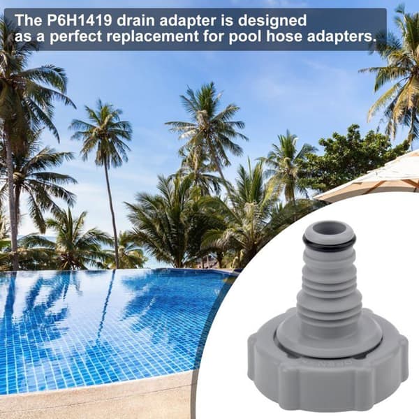 Dräneringsventiladapter för poolslang med 32 mm diameter, grå koppling