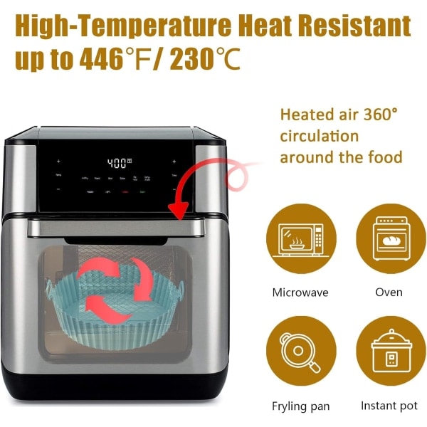 Airfryer Silikoneform, 2-pak Genanvendelige Airfryer Liners, Airfryer Tilbehør, Køkkentilbehør Udskiftning