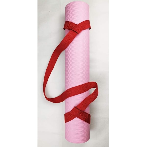 Yogamåtte bærestrop med justerbare løkker til alle måtter (måtte ikke inkluderet) Red