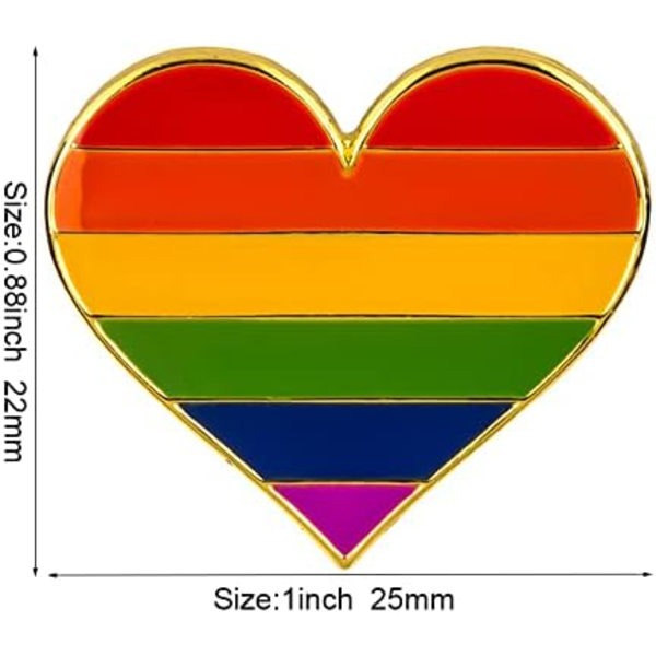 5 kpl Biseksuaalinen ylpeys sydänmuotoinen rintaneula, pinssi, lippu, rintaneula Rainbow 5pcs