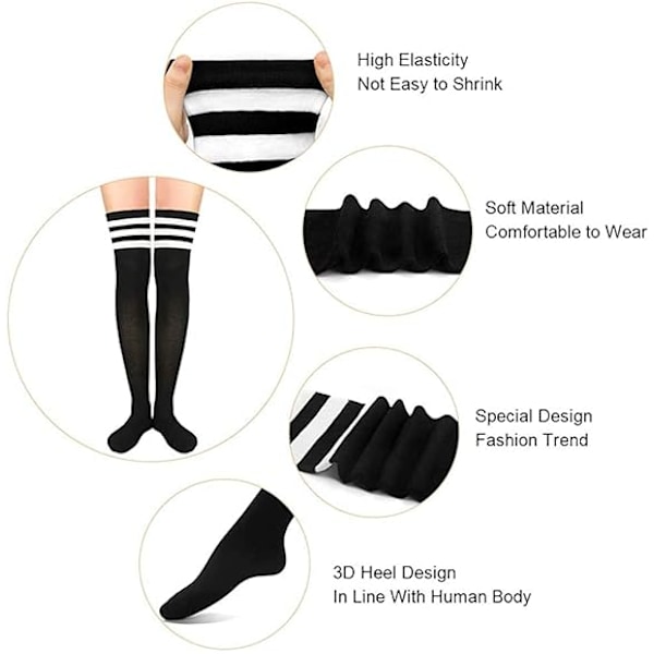 Kvinders Ekstra Lange Lårhøje Strømper Tynde Striber Tube Strømper Over Knæ Strømper Casual Høj Støvle Strømper 1 Pc Extra-l Stripes-3bk Gray