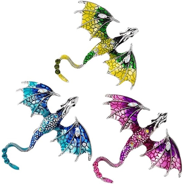 3 st Broscher Emalljering Brosch för Män Kvinnor Retro Strass Slipstift Kläder Hatt Dekoration C