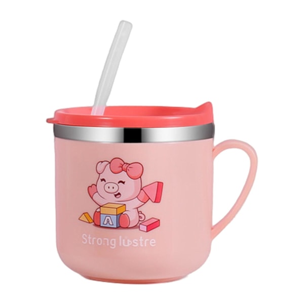Wharick 270ml Oppimisjuomakupillinen Helppokäyttöinen Käytännöllinen Ihastuttava Dinosaurusten Kuvioinen Lapsen Sippy Cup Pink