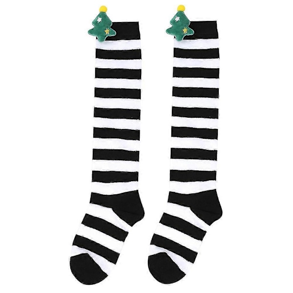 Nya julstrumpor för barn höst och vinter, söta plyschdockstrumpor, knästrumpor, randiga strumpor, tecknade dockstrumpor 9 black white christmas tree