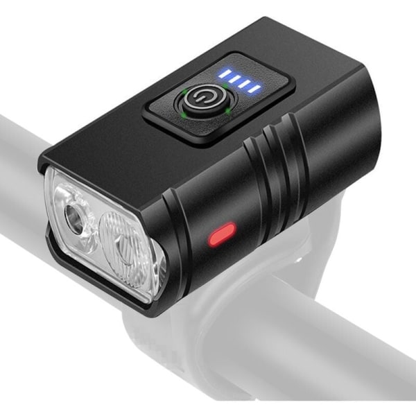 USB uppladdningsbar LED-cykellampa med 6 ljuslägen för mountainbike, MTB, landsvägscykel - svart