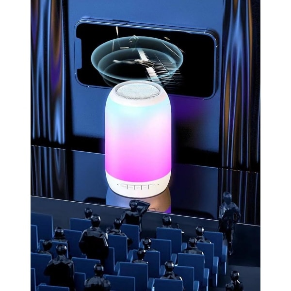 Bluetooth-kaiutin valolla, väriä vaihtava kannettava langaton kaiutin, 6 värillistä LED-valoteemaa, TF-kortti (valkoinen) (FMY)