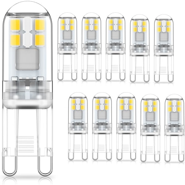 G9 LED-lamput 1,5 W vastaa 20 W halogeenia viileää valkoista valoa 6000K, AC 220-240V, ei himmennettävä, minilamppu, välkkymätön, 10 kpl