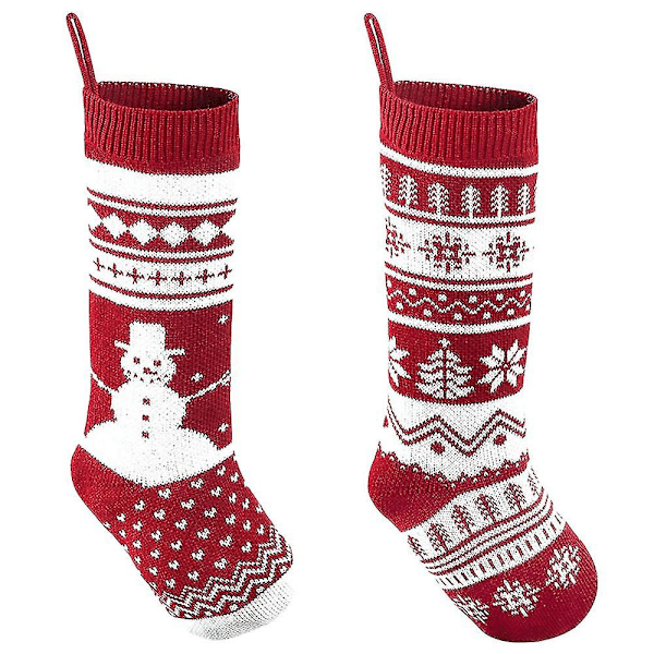 2-pack Stickade Julstrumpor, För Familjehelg Julgransdekor, Julfestdekorationer Christmas tree * snowman