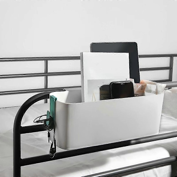 Sengeafsats Lommer Opbevaring Holder Til Opbevaring Fjernbetjeninger Mobiltelefon Opladning Seng Stue Badeværelse White