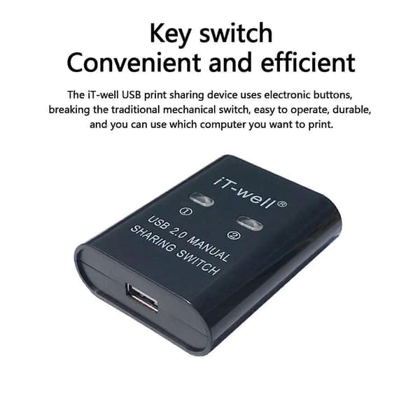 USB Switch Selector KVM Hub Adapter 2 PC Deling 1 USB Printer Delingsenheder Black