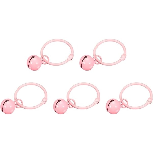 5 stk. Klokker Nøkkelringer Rosa Juleringe Klokker Kjæledyrklokker Nøkkelring i Rustfritt Stål for DIY Håndverk Festposer Hengende Sjarmer