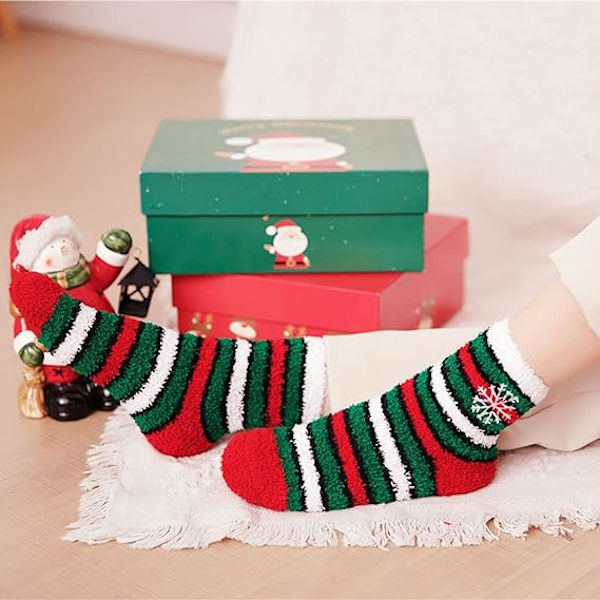 Joulu Sukat Coral Fleece Keski Sukat Naiset Asusteet Sukat Lämpöputki Sukat Pari Sukat Grip Sukat Elastinen Urheilu Sukat Hiki Imeytyminen snowflake