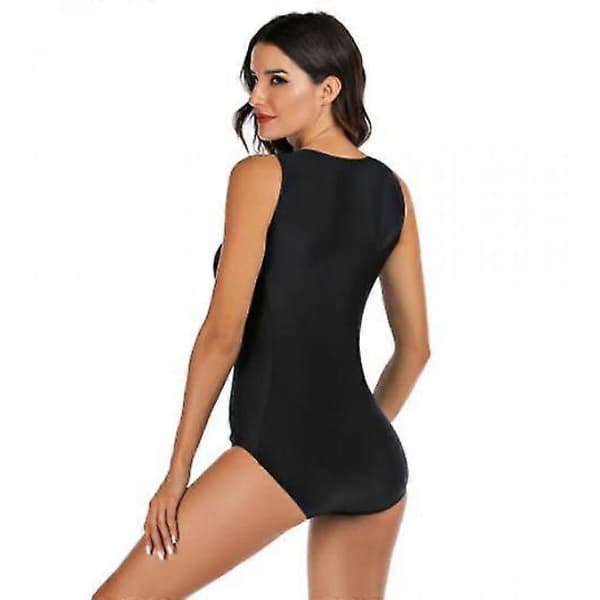 Dame Rash Guard Badedragt Lynlås Front Print Kortærmet Hel Badedragt 2XL