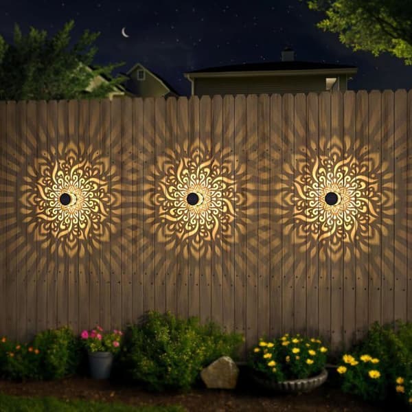 Udendørs metalsolarlamper - Sæt med 4 - Mandala-stil - Selvkørende dekorativ belysning - Have