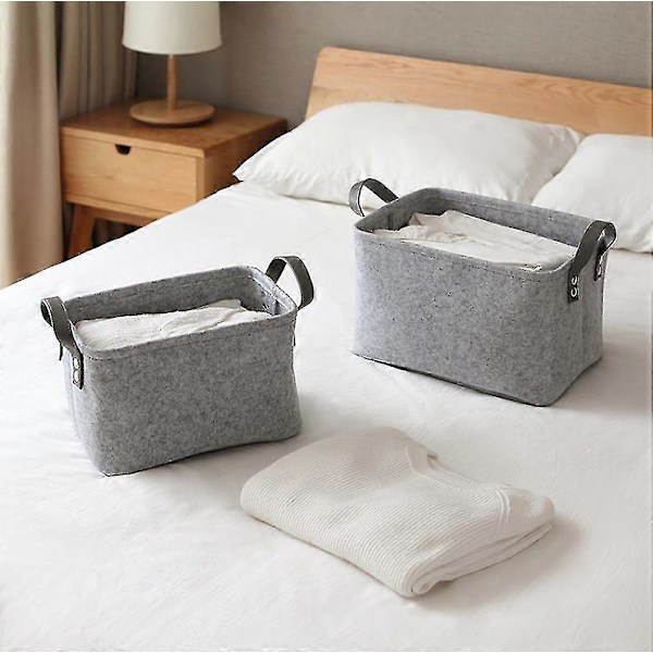 Säilytyskori kahdella kahvalla, huopa kori leluille, kirjoille, aikakauslehdille grey 33CM*23CM*20CM