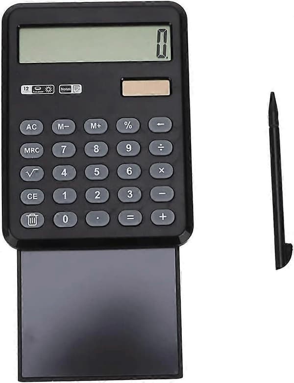 Lommeregner med tegneplade, bærbar lommeformat, finans, studerende, eksamen, rejse - Yx