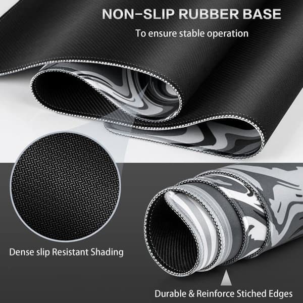 XXL Musematte 900 x 400x3 mm, Stor Gaming Musematte | Skrivebordsmatte med Sklisikker Gummiert Overflate