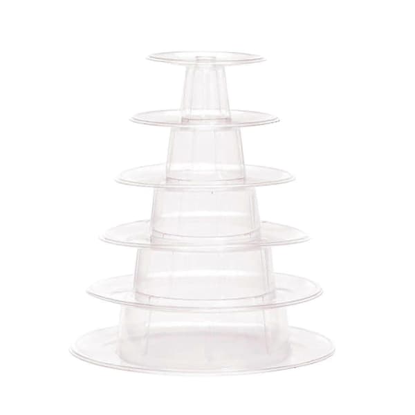 Macaron Kage Display Stand 6-lags Rund Plastik Kagetårn Stand-