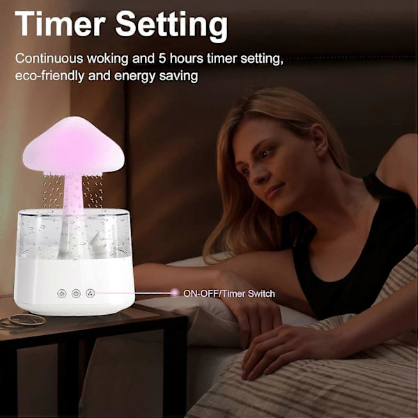 Natlampe Sky Regn Luftfugter med LED-lys Mikro Aromaterapi Diffuser, Søvn Afslapning Stemning Vanddråbe Lyd Gave