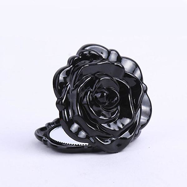 Mini Spegel Retro Ros Blomma Portabel Liten Ficksminkspegel Dubbelsidig Handspegel Kompakt Kosmetisk Skönhetsverktyg Black