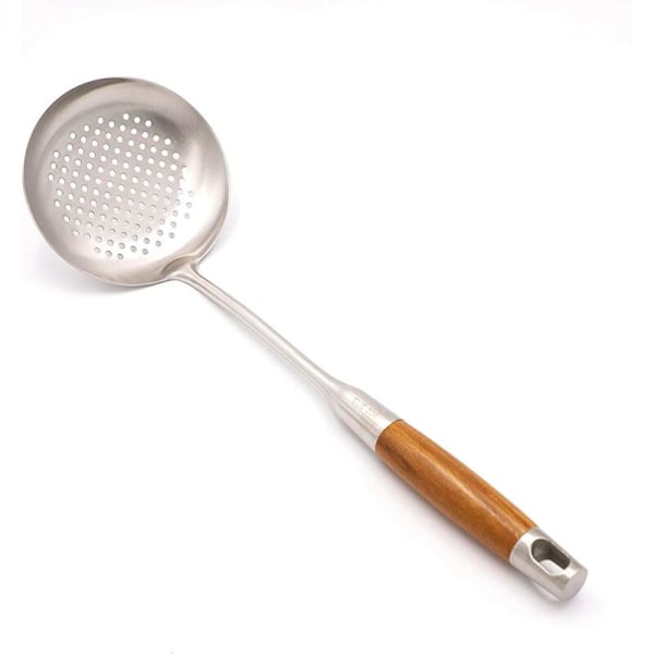 Open ladle for wok with wooden handle 304 stainless steel