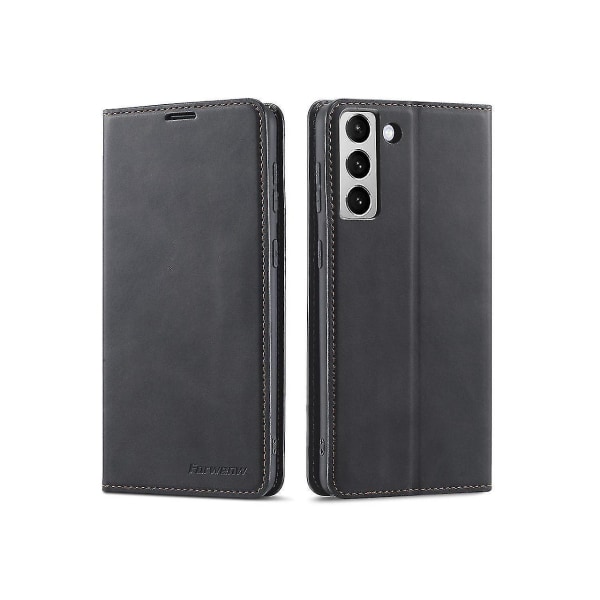 Samsung Galaxy S23 5G Etui, Premium PU Læder Cover Med Kortlomme Støttefod Skjult Magnetisk Stødsikker Flip Wallet Etui Til Galaxy S23 5G 6,1 Tommer Black