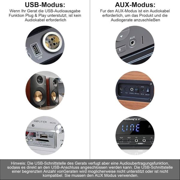 Bluetooth USB 5.1-adapter - 1 stk - Dobbel AUX/USB-utgang - Bilmottaker - Høyttaler