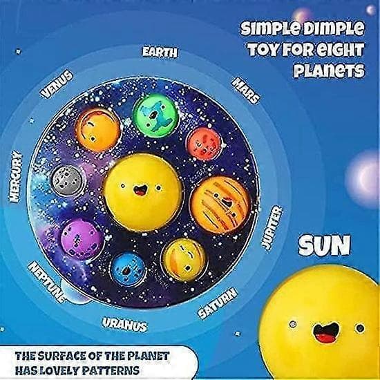 2 stk. Finger Press Bubble Fun Leker -c Solsystem Leker Boble Planet Pop Angstlindring Voksen Gave Barn