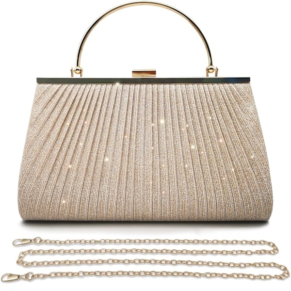 Aften Tasker Fest Clutch Taske Bryllup Pung Dame Håndtaske Ceremoni Tasker Skuldertaske med Kæde til Bryllup Brud Banket 2-oro