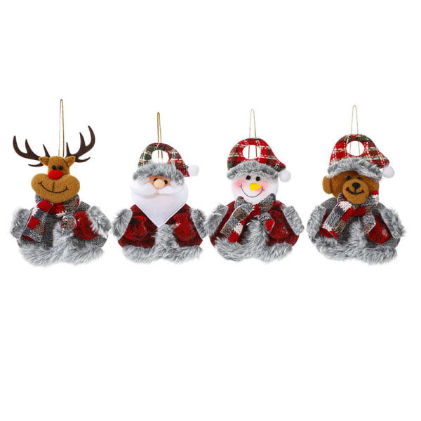 4 små julepynt i stoff, juletrærpynt