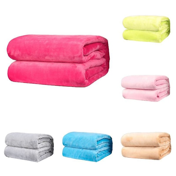 Polyester Myk Varm Ensfarget Teppe Sovepledd Gulvteppe for Hjem Soverom Sengetøy Sky Blue 70*100cm.