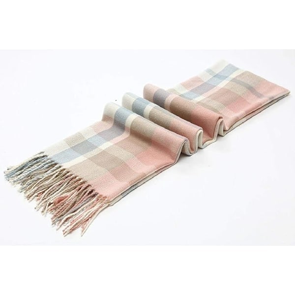 1 st Kvinnors Mode Lång Sjal Stor Rutig Vinter Varm Rutig Stor Halsduk Beige Pink