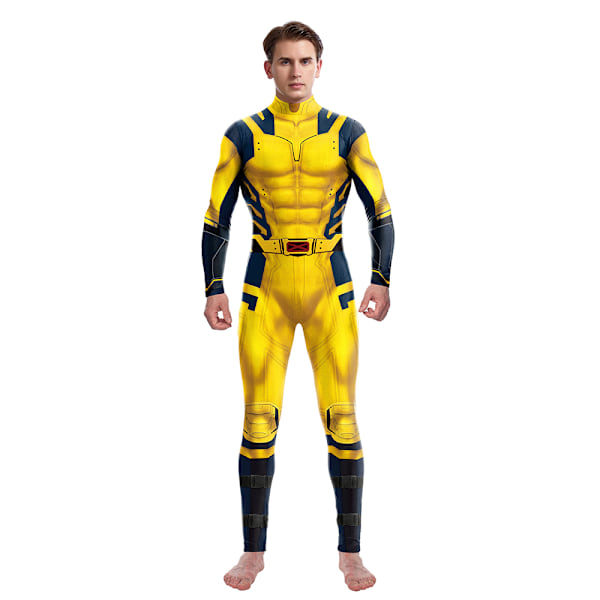 Wolverine Kostym för Män, Superhjälte Jumpsuit för Pojkar, Halloween Cosplay, Bodysuit, Rekvisita, Fantasy Yellow M