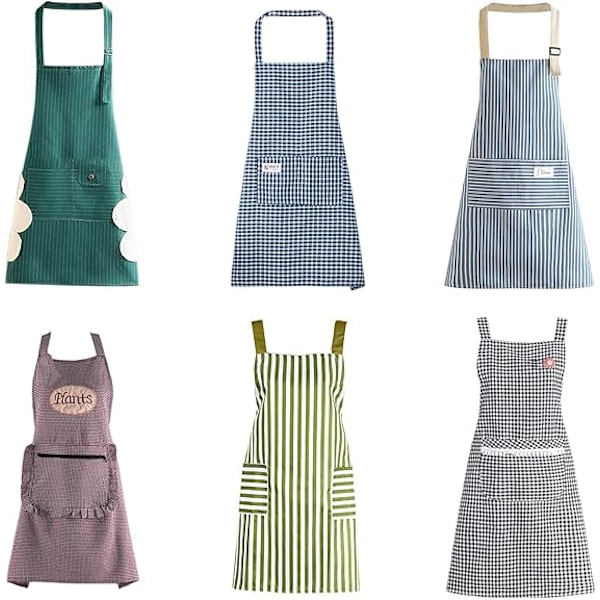 Kockförkläde i Canvas för Köket, Restaurang, Bistro, BBQ, Skola, College - Dubbla Fickor