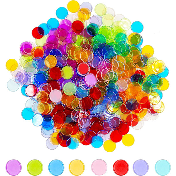 200 Transparente 8-fargets Bingo-telleregler i plast (Hver måler 3/4 tommer i diameter)