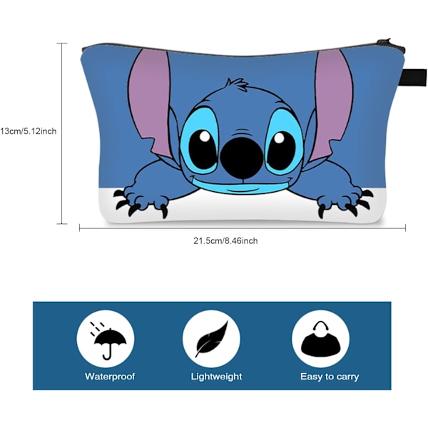 Lilo & Stitch - Toilettinen matkakassi, söpö kosmetiikkakassi, pussi, lompakko, vetoketjullinen kynäkotelo, vedenpitävä kylpyhuone-, kuntosali-, lentokenttä-, meikkikassi, järjestäjä, säilytystila Say Hi