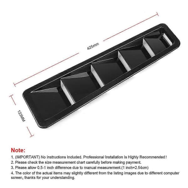 Passer 425X123mm Universal Motorhjelmsventil Lamel Luftkølingspanel Trim Sæt Sort ABS