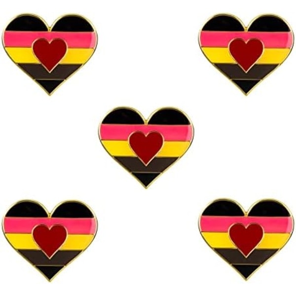 5-pack Bisexuell pride hjärtformade pins broscher flagga badge brosch Pack 5 Fat Fetish